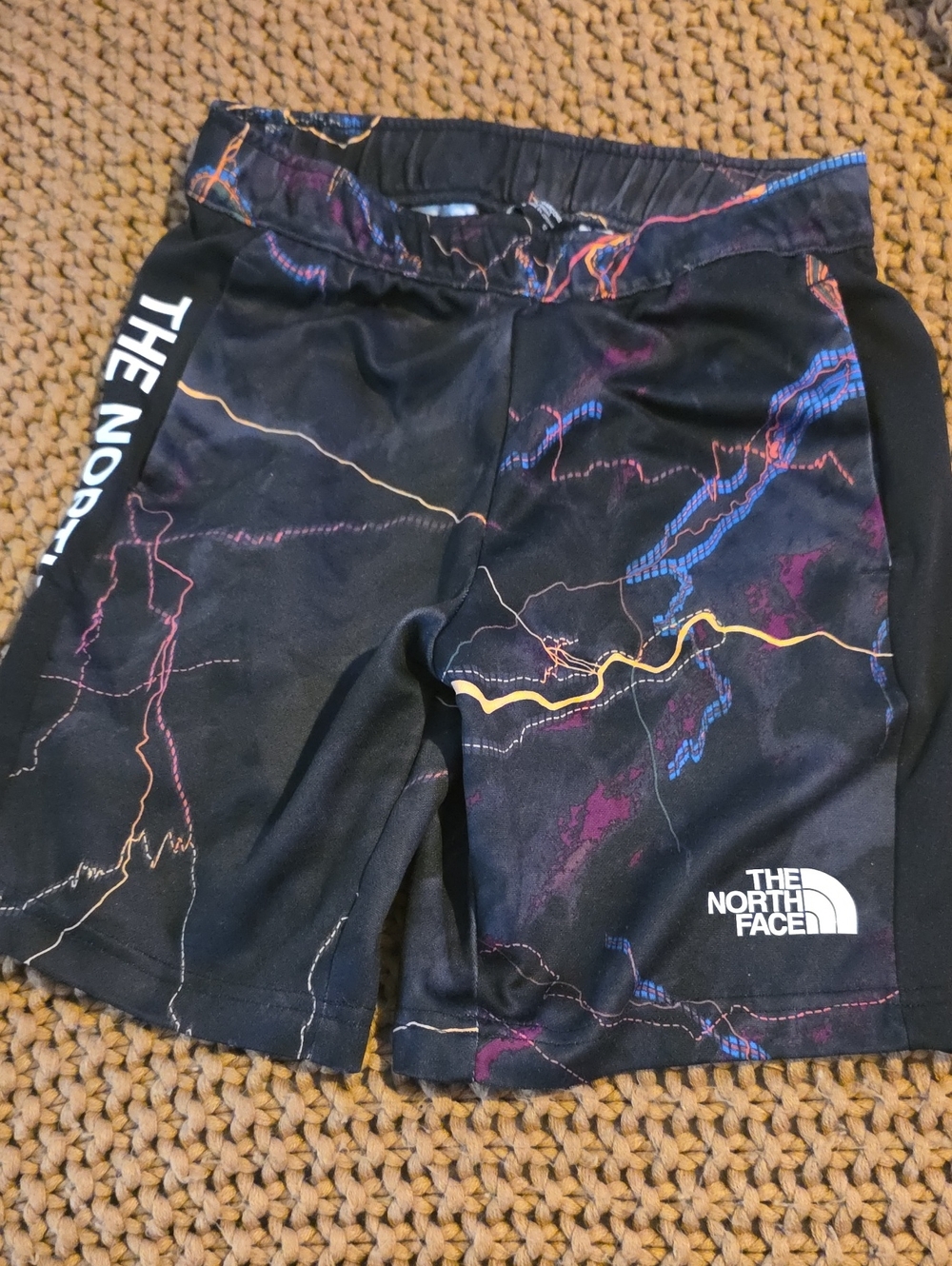 The North Face Kids Black Shorts with Multicolor Lightning Streaks